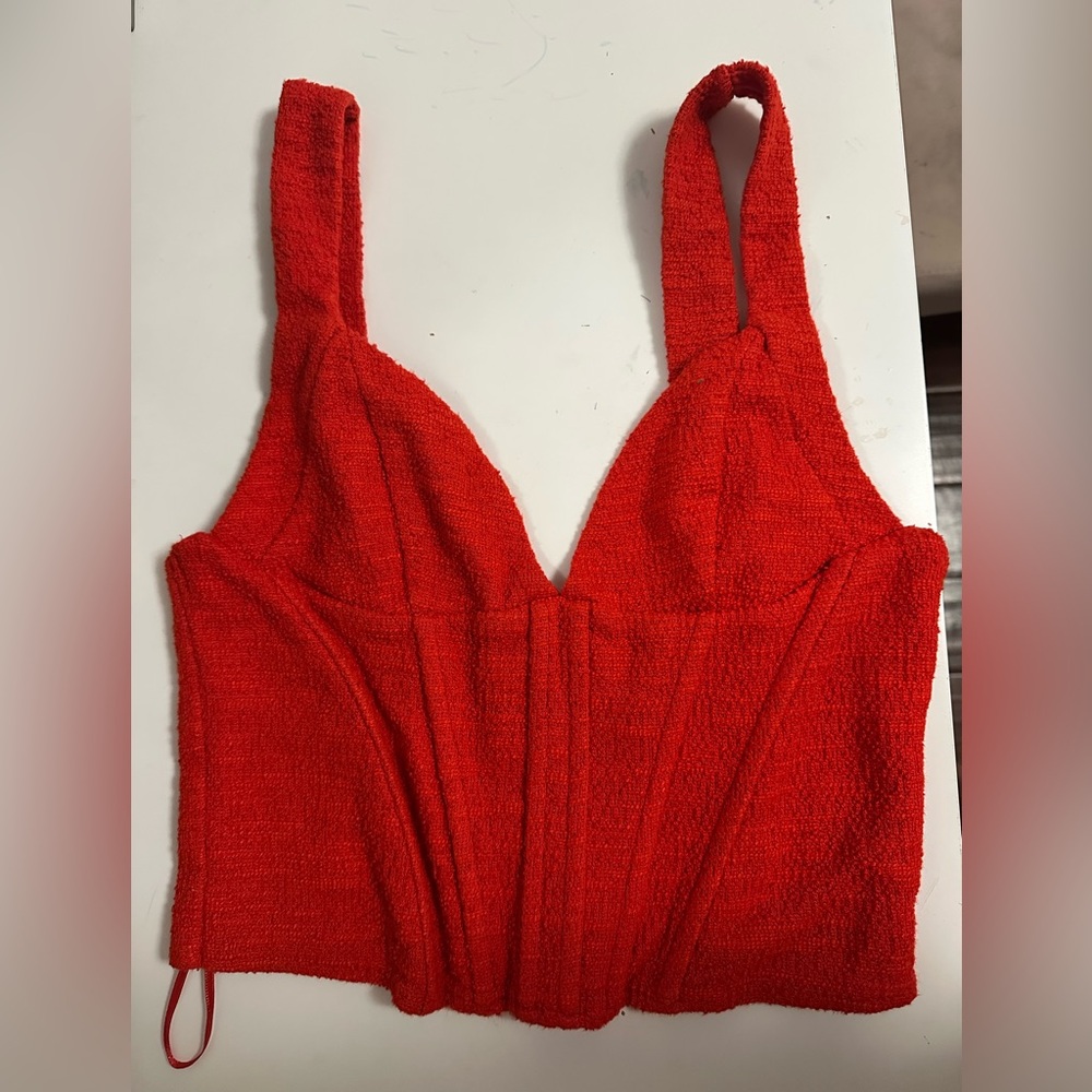 Zara Red Orange Corset Top